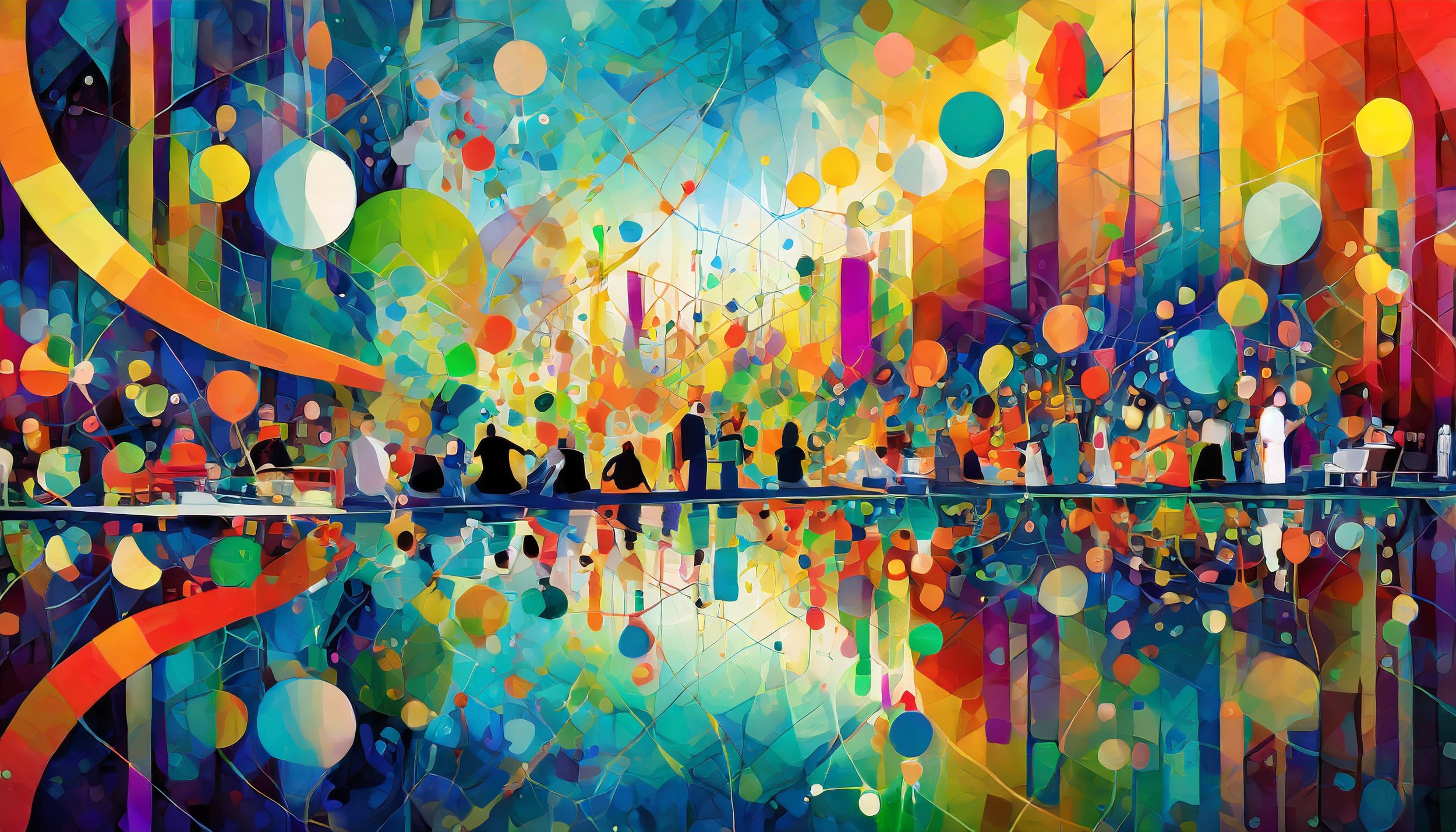 an abstract painting that conveys reflection, diversity, equity in data gathering